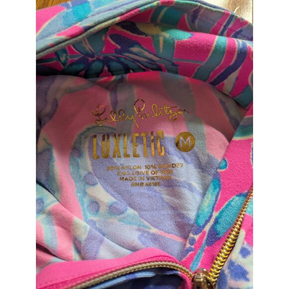 Lily Pulitzer luxletic full zip pink and blue patterned sport jacket Size M - Picture 8 of 8